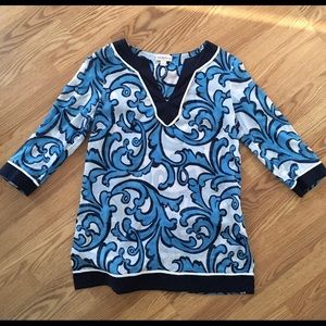 Merona Sheer Tissue Weight Cotton Tunic Beach Coverup‎ blue white sz Small